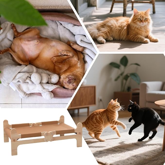Cat Bed - Portable Pet Sleeping Cot, Raised Cat Furniture, Indoor Outdoor Pet Resting Accessory | Patio Beach Garden Lawn for Patio Beach Garden Lawn