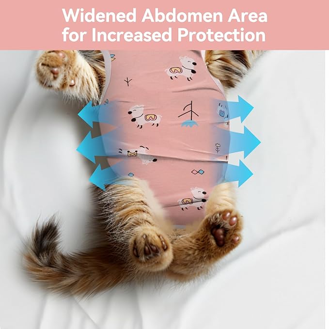 Cat Recovery Suit for Spay Abdominal Wounds Female, Onesie for Cats After Surgery, Surgery Recovery Suit Kitten Onesie for Cats Anti Licking (Cat, Medium)