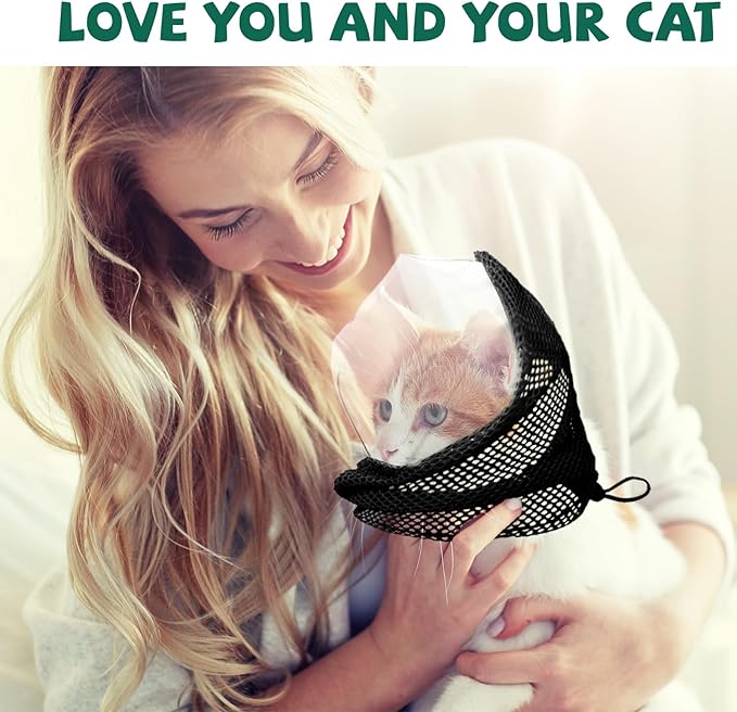 Adjustable Cat Muzzle for Grooming, Breathable Cat Muzzle with Transparent Anti-Bite Mask for Nail Trimming Bathing Vet Visits