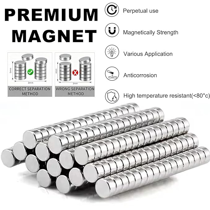 100pcs 5×3mm Round Mini Magnets for Acrylic Nail Clippers, Multi-Use Neodymium Magnet for Measuring Artificial Nail Length, Cat Eye Nail Art, Fridge Magnets, Crafts, Office Supplies