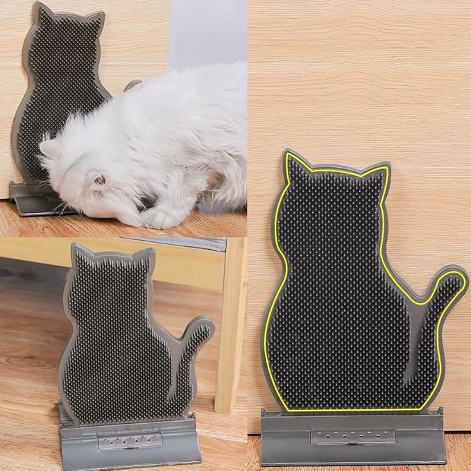 Cat Corner Self Groomer Brush with Catnip - Soft Wall Scratcher and Grooming Brushes - Pet Self Massage Combs for Indoor Cats