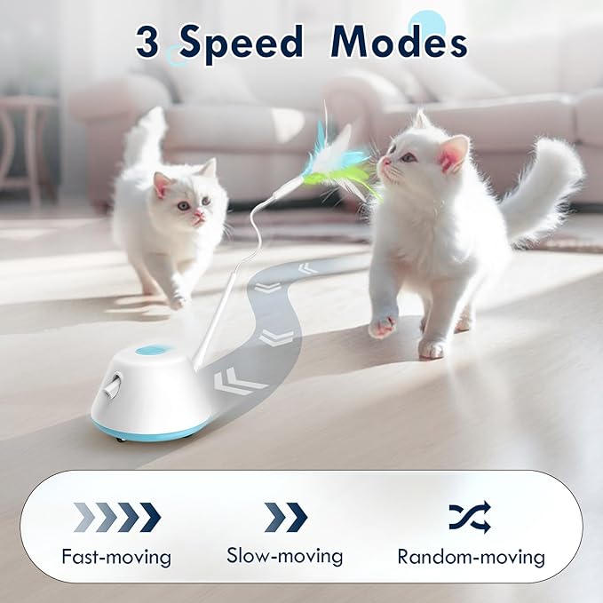 3-in-1 Interactive Cat Laser Toy, Cat Toys, with 3 Removable Feathers & 3 Speed Play Modes,USB Rechargeable Smart Excercise Toy for for Multi-cat Family Adult Bored Kittens
