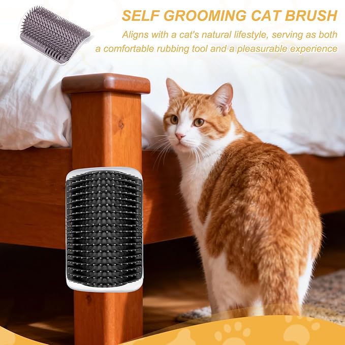 Self Grooming Cat Brush, Cat Self Groomer Scratcher with Catnip Softer Scratchers Wall Corner Groomer Massage Combs (2Pcs, S, Pink) for Long Short Fur Pets/Kittens/Puppies