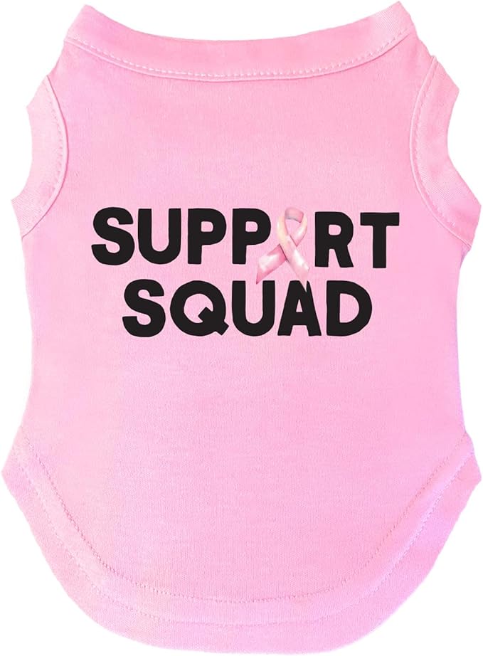 Support Squad Dog Tee Shirt | Sleeveless Breeds | Pink October | Breast Cancer. | Awareness & Support |Baby Pink, 3X-Large 1411