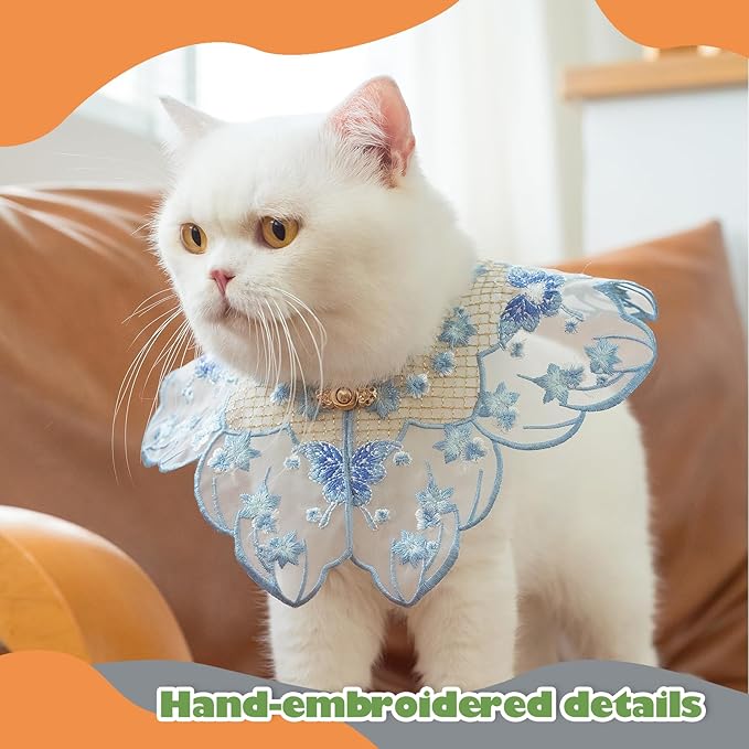 Leo Kitty Photo‑Ready Silky Pet Bandana Scarf Cape for Cats & Small Dogs – Butterfly Embroidery, Cat Halloween/Christmas Costumes Accessory, Gift-Ready