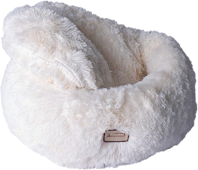 Armarkat Cuddle Bed Model C70NBS-M, Ultra Plush and Soft, White