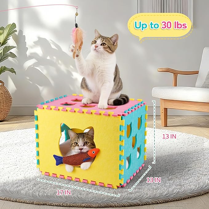 Natheeph Cat Toys for Indoor Cats, Interactive Cat Toy 49pcs Including Cat Wand Toy & Cat Feather Toys Refills, Funny Kitten Toys with Play Tent, Springs, Balls for Bored Indoor Cats Exercise & Chase