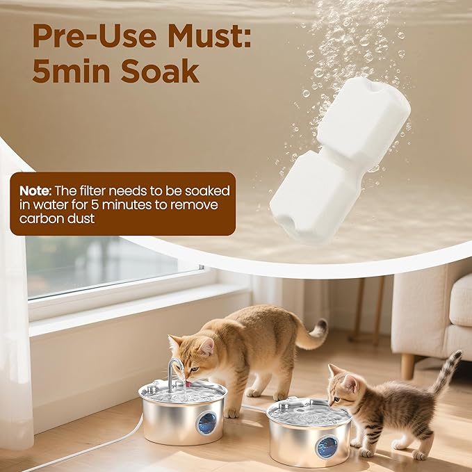 Cat Water Fountain Filters: 40 Cat Fountain Filter Replacement - 10 Months Set of Replacement Filters for ATMZIQXR Pet Fountains S18 - Contains 20 Carbon Filters + 20 Sponges Filters