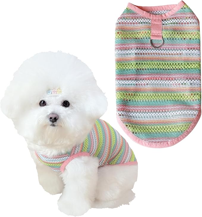Colorful Openwork Knitted Dog & Cat Clothes - Stylish Pet Tank Top & Skirt for Small Dogs, Cats, Puppies & Kittens, Breathable Comfortable Cozy Pet Clothing