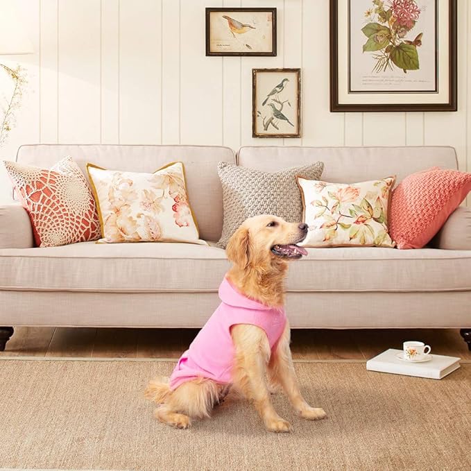 EXPAWLORER Dog Hoodie Fleece Sweater Vest, Hooded Dog Sweatshirt Fall Winter Pet Clothes with Leash Hole, Sleeveless Warm Cozy Puppy Clothing for Cat Small Medium Large Dogs Girl Boy, Pink L