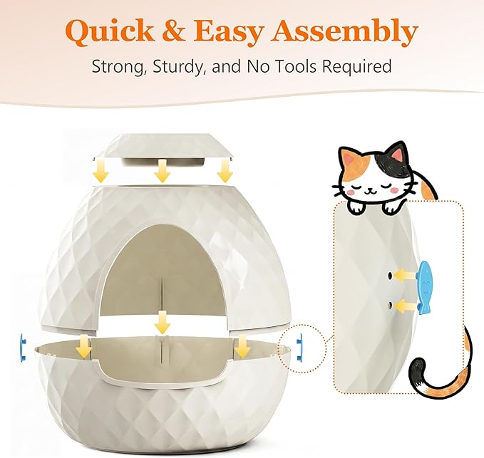 Hidden Cat Litter Box, Hidden Litter Box with Faux Plant & Pebbles, Easy to Assemble and Clean, Suitable for Living Room, Bedroom, Corner, Easy Clean, Indoor