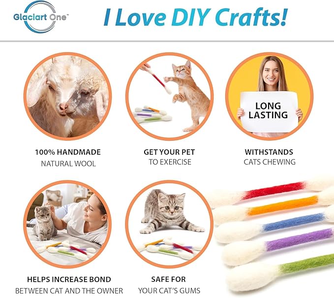 Cotton Swabs Cat Toys with Catnip, Giant Kitten Chew Sticks, Durable Dental Teething Ropes, Indoor Boredom & Dental Care, Pet Play Gift Accessories 6 Pack(Colorful)