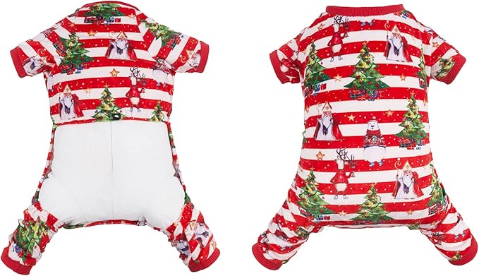 CuteBone Christmas Dog Pajamas Shirt Winter Holiday Cute Pjs Pet Clothes Bodysuit for Doggie Onesies P186XL