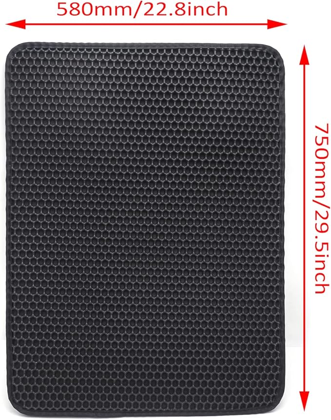 HongK- Pet Supplies Cats Litter & Housebreaking 75X58 Black Cat litter Mat Double Layer Pad Trapper Folding Pad EVA Foam Rubber