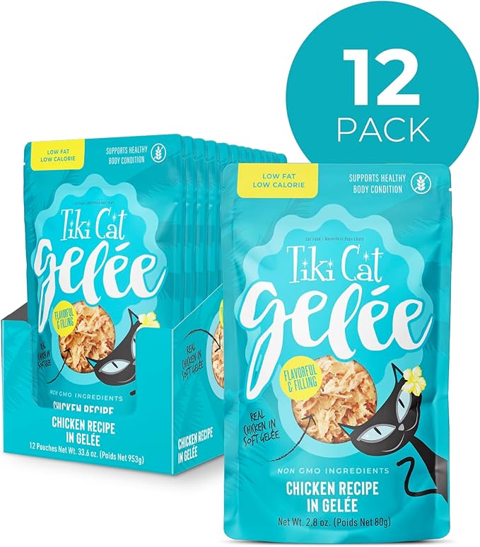 Tiki Cat Luau Lean Gelee Wet Cat Food, Chicken, 2.8 oz. Pouch (12 Count)