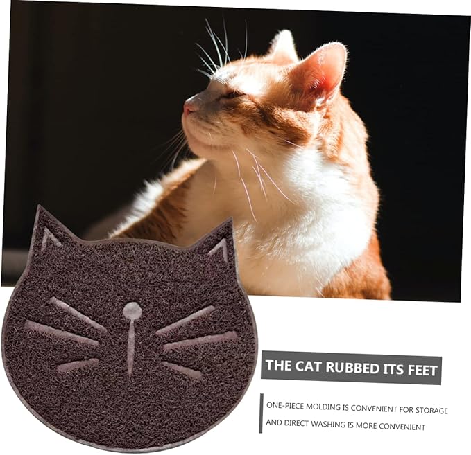 IMIKEYA 1pc Cat Litter Mat Non- Grinding Cushion Cat Pattern and Gentle Material Splash Design for Easy Cleaning Brown