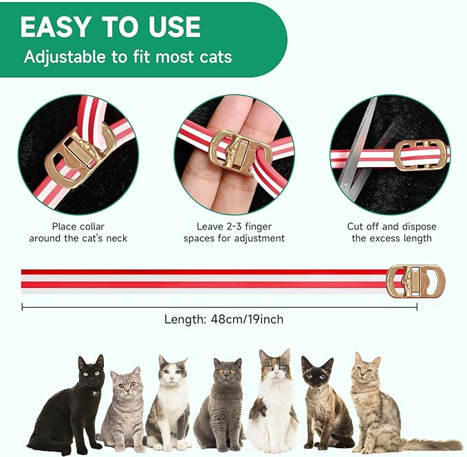 Flea Collar for Cats, 4 Pack Flea and Tick Prevention for Cats, 32 Months Cat Flea Treatment, Adjustable Cat Flea Collars, Waterproof Cat Flea and Tick Treatment Collar, Flea Treatment for Cat