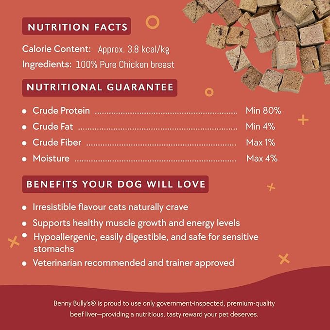 Benny Bullys ® Chicken Breast Chops Freeze Dried Cat Treats - 20g/ 0.7oz (4 Pack)