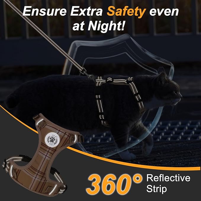 BEAUTYZOO Cat Harness and Leash Set for Walking Escape Proof, Neck Release Adjustable Harness for Kitten Puppy Small Medium Large Cats, Soft Cute Easy Control Small Cat Harness for Cats Boy and Girls