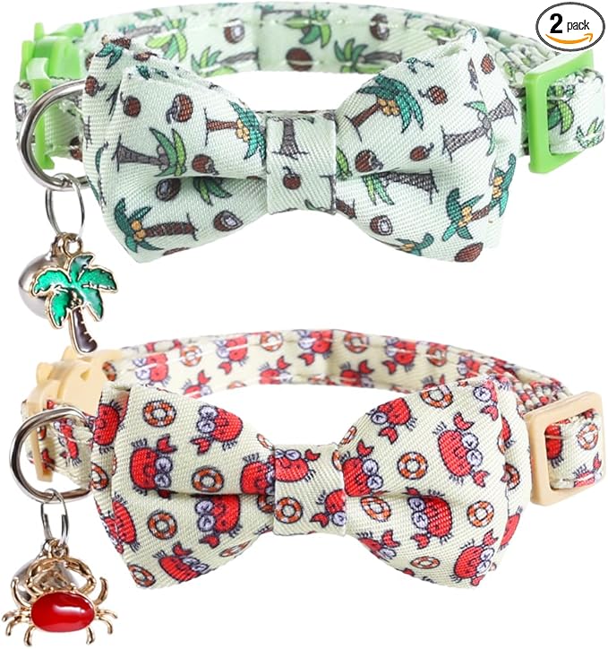 Cat Collar Breakaway with Cute Bow Tie and Bell Accessories for Kitty Adjustable Safety