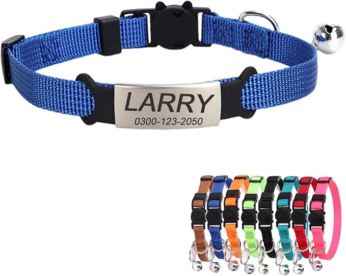 Personalized Kitten Cat Collar with Safe Breakaway Quick Release Buckle Bell ID Tag Custom Name and Phone Number for Boy Girl Cats