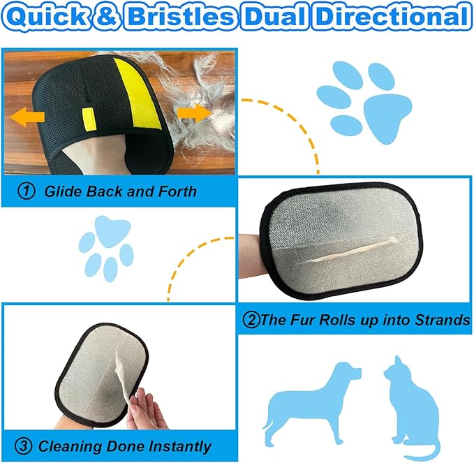 Pet Hair Removal Gloves for Cat, 2026 Upgraded Electrostatic Reusable Magic Cats Dogs Fur Brush, Effortless Pet Hair Remover Mitt Tool for Carpet, Furniture, Clothes, Couch (1pcs-Black)