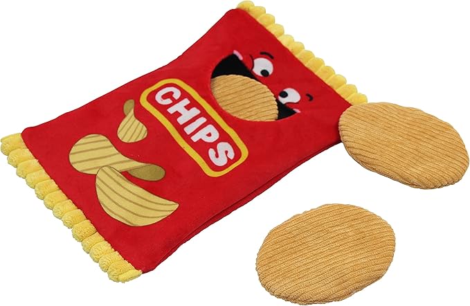 Jumpaws 4 Pack Burrow Catnip Cat Toys Potato Chips Set, Accessories for Indoor Cat, Catnip Plush Toy Set, Burrow Cat Toy