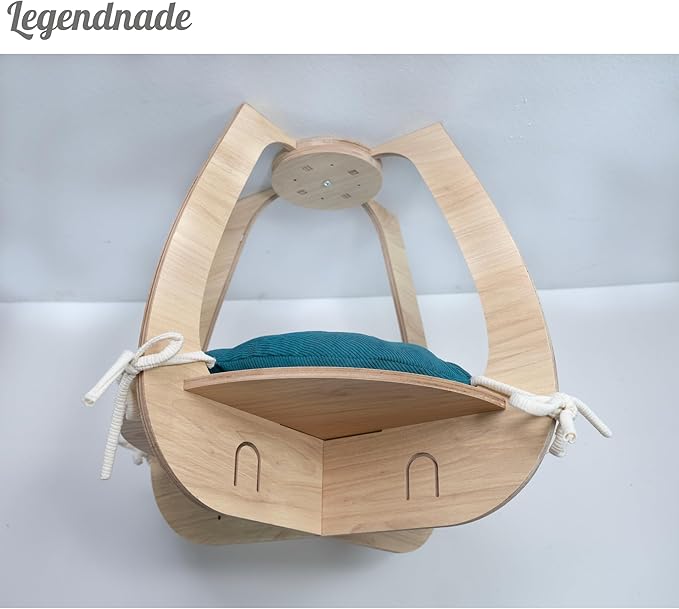 Personalized Hanging Cat Bed, Cat Hammock Wall Shelves, Cats Bed Window with Cushion, Wooden Shelf Perch Toy Bed for Playing Sleeping Scratching, Your Cats Gifts