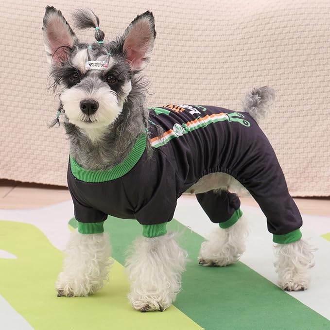 CuteBone Dog Pajamas St.Patrick's Day Puppy Onesies Small Dogs Soft Pjs Coat Cat Apparel Comfy Pet Clothes Outfit Doggie Bodysuit P327S