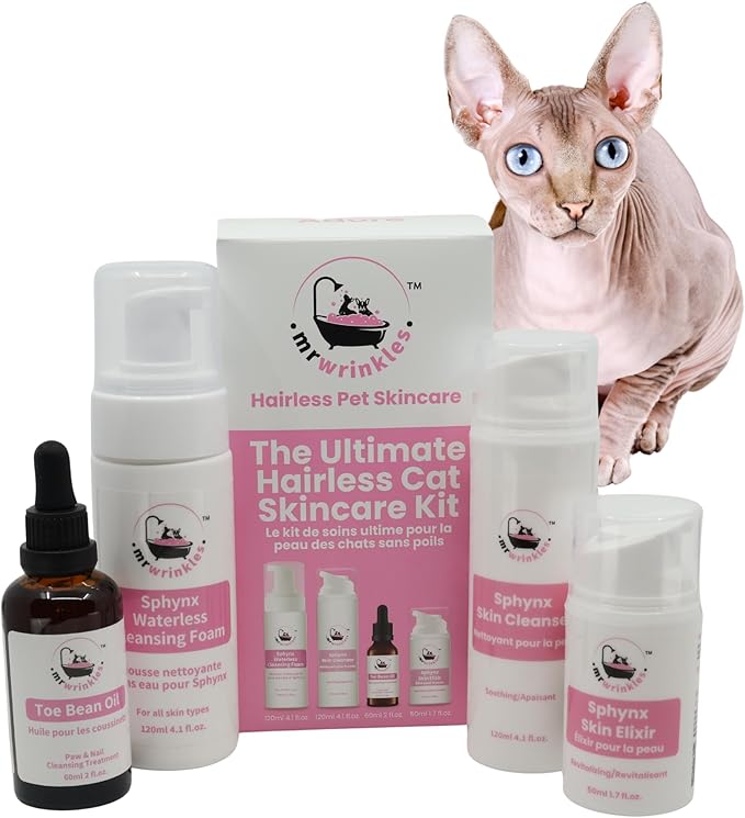 Ultimate Hairless Cat Skincare Kit, All-in-One Set, for Skin & Paws, 100% Natural Cat-Safe Ingredients