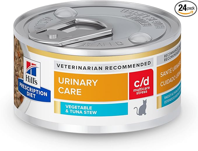 Hill's Prescription Diet c/d Multicare Stress Wet Cat Food, Vegetable & Tuna Stew, 2.9 oz. Cans, 24-Pack