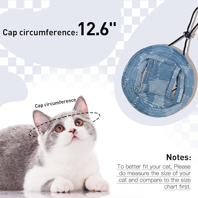 QBLEEV Cat Hats for Cats Only, Sphynx Hat with Ear Hole, Kitten Headwear Mini Sun Sombrero Caps, Summer Cat Cowboy Hats, Pet Chihuahua Sunscreen Baseball Outdoor Climbing Cap Birthday Party