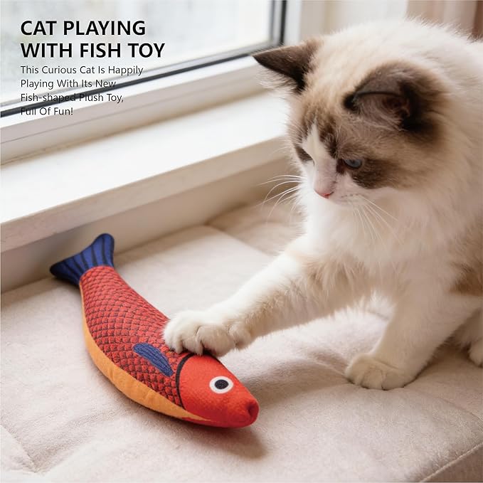 Cat Toys with Soft Chew Kicker Cat Toys for Indoor Cats & Kittens, Crinkle &Rattle Fish Sound Toy (1 Pack)