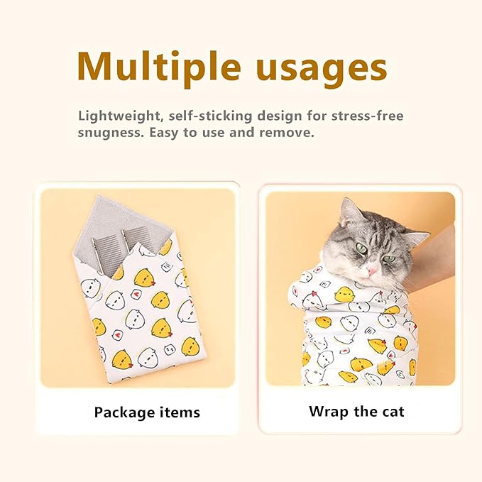 27.6'' Cat Grooming Wrap for Cutting Nails - Escape Proof Cats Restraint Wrap for Nail Clipping,Kitten Swaddle Wrap,Anti-Scratch & Anti-Bite,Easy Clipping & Care Pet Tool(L (up to 18 lbs)