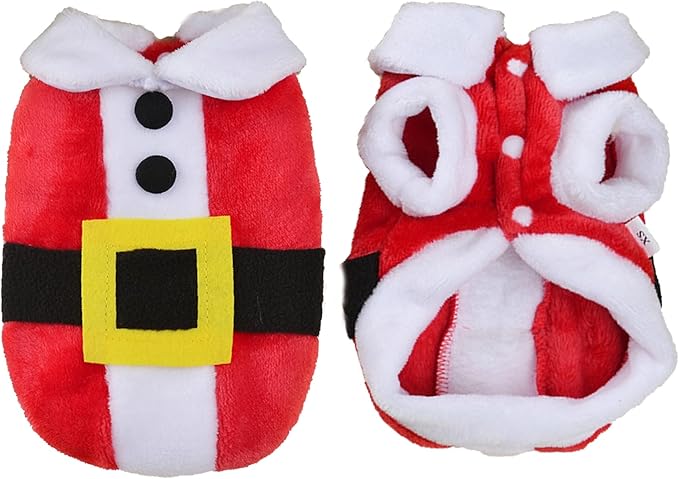 Santa Dog Costume Christmas Pet Clothes Animal Fleece Warm Outfits Clothes Winter Coat Clothes for Dog Pet Clothing Chihuahua Yorkshire Poodle (XL Size)