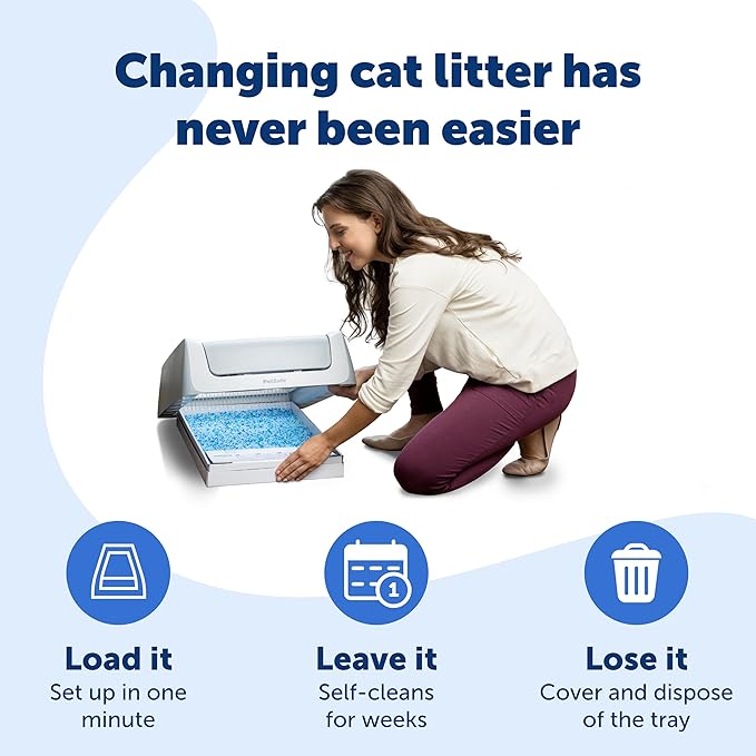 PetSafe ScoopFree Crystal Cat Litter & Refill Tray with Lid, Fragrance Free, 4.3 Lb Bag with Each Tray, Pack of 6