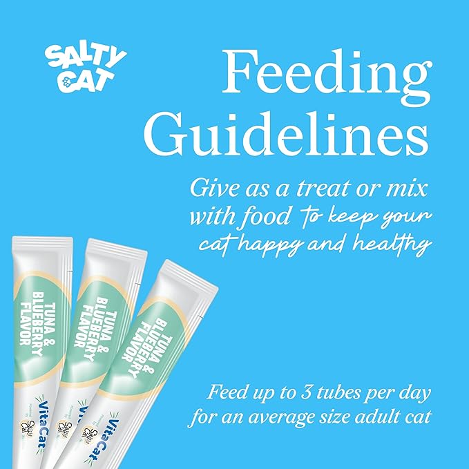 Salty Cat VitaCat Silky Skin & Coat Natural Tuna & Blueberry Functional Tube Treats for Cats (12 Pack)