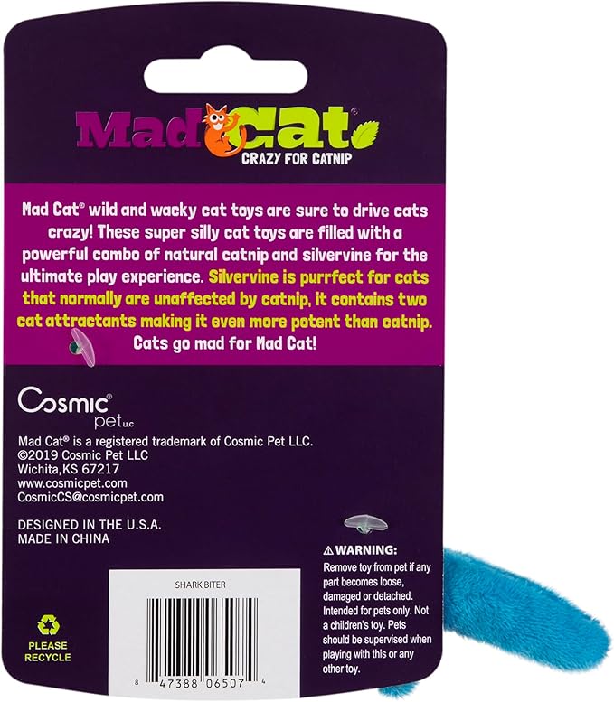 Mad Cat Shark Biter Catnip & Silvervine Cat Toy, Pack of 1