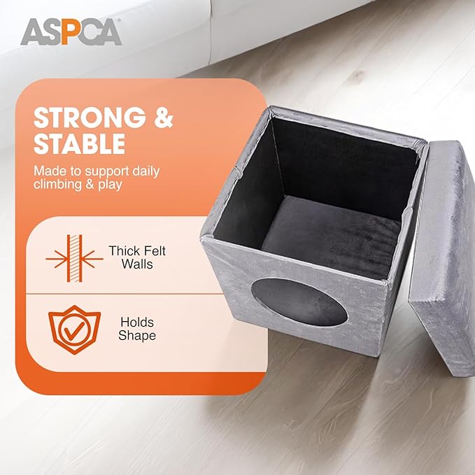 ASPCA-Indoor Cat Condo for Small Cats | Cozy Cat House for Indoor Cats & Kittens | Washable & Foldable | Compact Cat Houses & Condos for Play, Rest & Privacy | Easy to Assemble |12.5" x1.3.4"