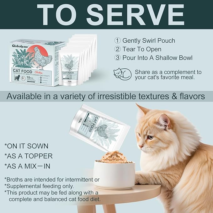 Lickable Creamy Cat Treats for Adult & Senior Cats, Premium Wet Pet Food Delectables Bisque for Cats Dogs Chicken Recipe Protein-Rich - (Pack of 10) 2.8 oz Pouches (Chicken Lickable Wet Pack of 10)