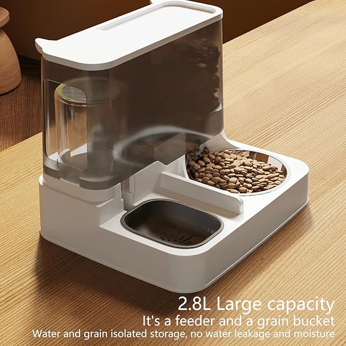 Large Capacity Automatic Water Dispenser and Food Bowl for Cats Dogs Food Container 2in1 Pet Watering and Feeding Supply Automatic Feeder