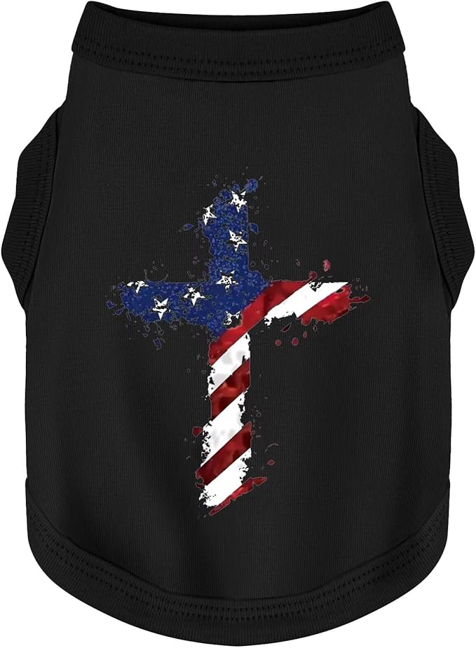 Discover Cozy Cotton Canine Wear: Soft, Lightweight, and Breathable Dog Shirt Vest with Eye-Catching Graphics, Keeping Your Furry Friend Warm and Comfy! Cross Flag M