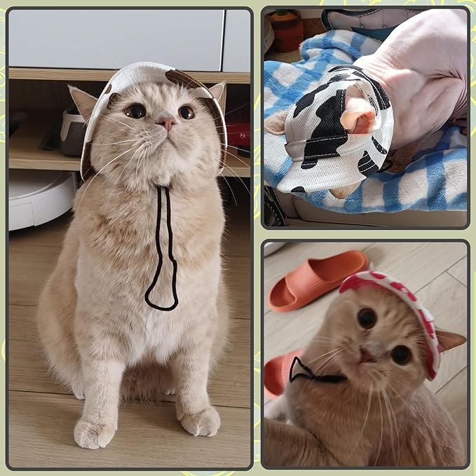 DENTRUN Cat Hats for Cats Only, Cat Cowboy Hats with Ear Holes Tiny Pets Birthday Party Costume, Cat Headwear Mini Cowboy Hat, Funny Sombrero Kitten Hat Chihuahua Beanie Cap Party Decorations