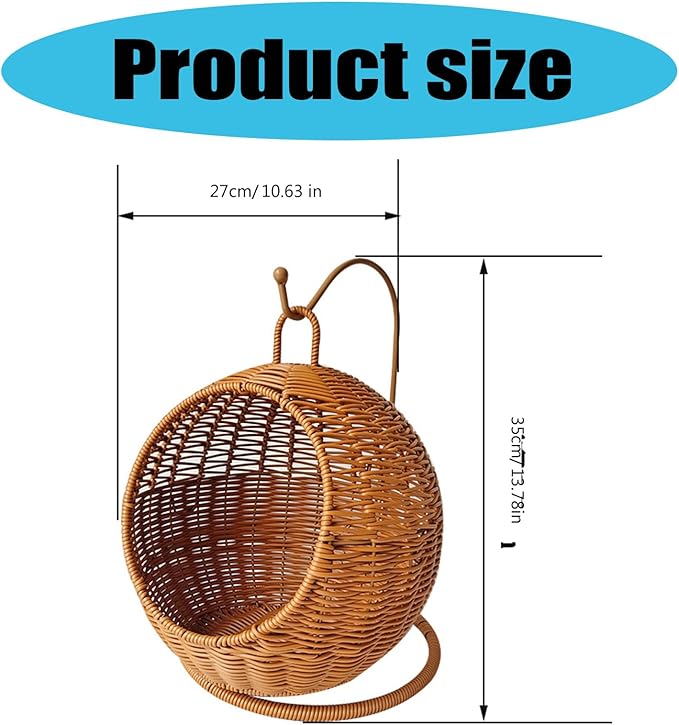 Cat Swing Bed, Cat Egg Chair with Imitation Woven Rattan Appearance, Indoor Hanging Swinging Cat Bed for Cats, Small Dogs, and Small Animals, Brown