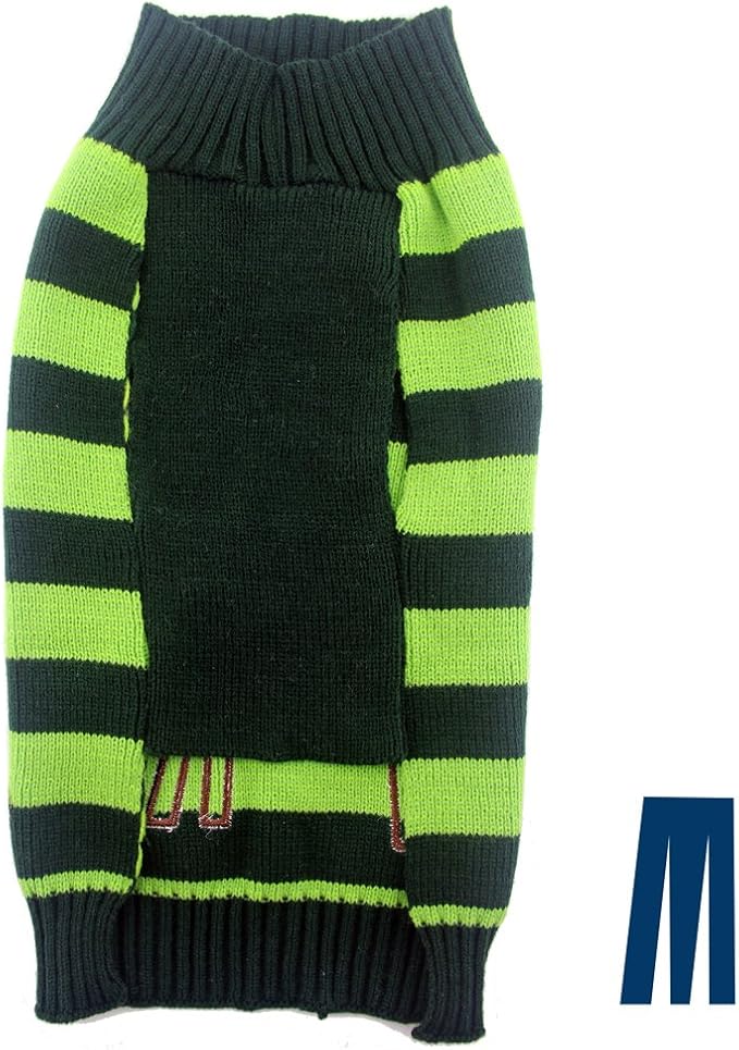 Mikayoo pet Sweater for Small Dog/cat,Ugly Sweater,Color Horizontal Stripes,Christmas Holiday Xmas, Elk Series, Reindeer Series,with Lights and Snowball(L)