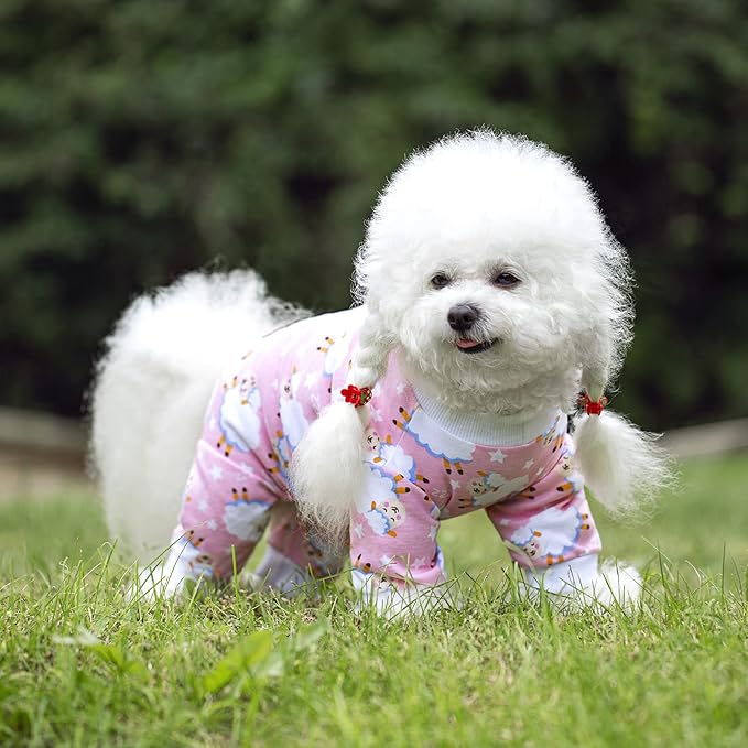 Pink Puppy Christmas Dog Clothes Pajamas for Small Medium Dogs Girl Boy,Funny Pet Cat Dog Shirts Costume Sweaters Pjs Onesie Shirt,Doggie Onesies Cat Pet Outfit Frenchie Clothes