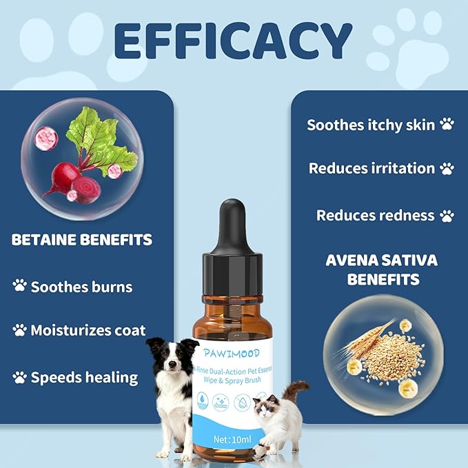6Pcs Waterless No-Rinse Pet Shampoo Essence for Dogs & Cats, Concentrated Deodorizing Formula Neutralizes Odors & Hydrates Coat with Pomegranate Scent, for Steam Brush,0.34 oz*6