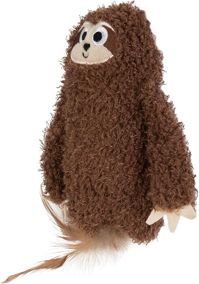 Mad Cat Sloth Kicker Crinkle Cat Toy with Catnip & Silvervine, Pack of 1, Brown