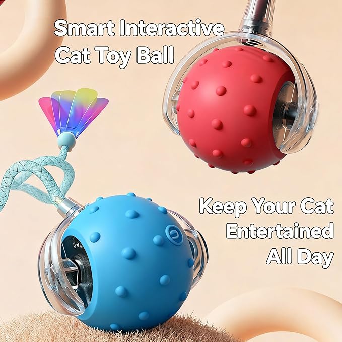 Interactive Cat Toys for Indoor Cats with 3 Tails,Automatic Moving Kitten Toys,Cat Toys for Bored Indoor Adult Cats,Smart Rechargeable Cat Enrichment Toys for Cats to Keep Them Busy, Pet Toy Cat Ball