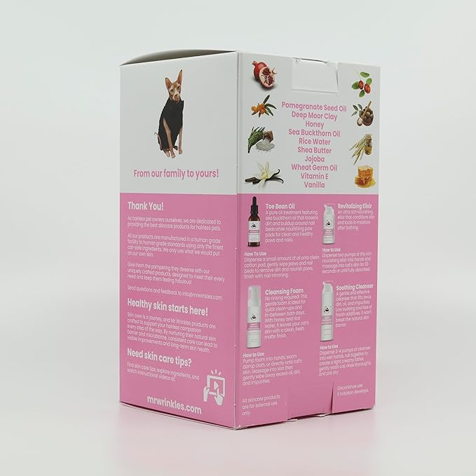 Ultimate Hairless Cat Skincare Kit, All-in-One Set, for Skin & Paws, 100% Natural Cat-Safe Ingredients